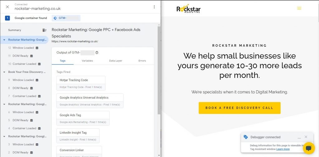 google tag assistant and debugger